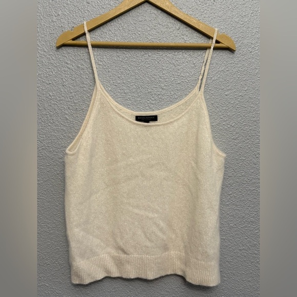 Banana Republic 100% Cashmere Cream Knit Tank Size XL EUC - Picture 2 of 4